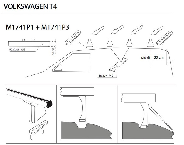 istruzioni di montaggio bagagliera T4